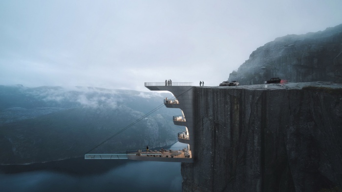 Стеклянный бассейн над пропастью: Проект самого экстремального в мире отеля